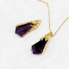 Ametist Doğaltaşlı Gümüş Charm