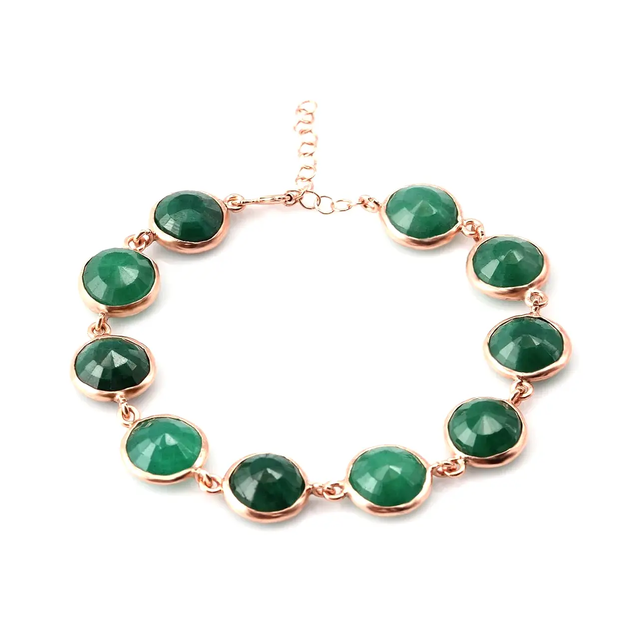 Zümrüt Doğal Taşlı Gümüş Bileklik