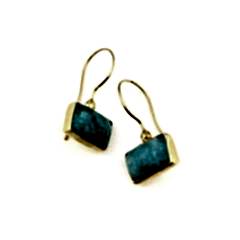 Amazonit Doğaltaşlı Minimal Gümüş Küpe