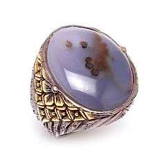 Özel Tasarım Yemen Akik ve Elmas Taşlı Erkek Gümüş Yüzük