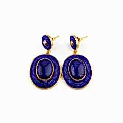 Lapis Lazuli Doğaltaşlı Özel Tasarım Gümüş Küpe