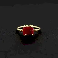 Yakut Doğaltaşlı Minimal Gümüş Yüzük M3