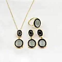 Mineli Akuamarin Doğaltaşlı Gümüş Set