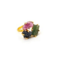 Ham Turmalin ve Yakut Doğaltaşlı Gümüş Yüzük M2