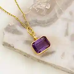 Adeline Serisi Ametist Doğaltaşlı Gümüş Kolye