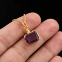 Adeline Serisi Ametist Doğaltaşlı Gümüş Kolye