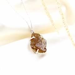 Ham Turmalin Doğaltaşlı Gümüş Kolye