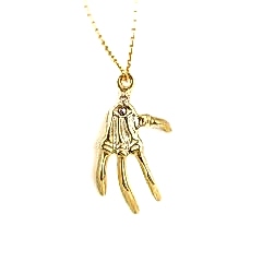 İskelet El Model Elmas Doğaltaşlı Gümüş Kolye