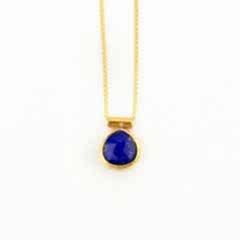 Lapis Lazuli Doğaltaşlı Minimal Gümüş Kolye