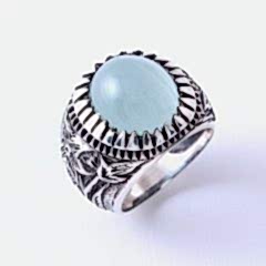 Akuamarin Doğaltaşlı Erkek Gümüş Yüzük
