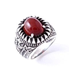 Yemen Akik Doğaltaşlı Erkek Gümüş Yüzük