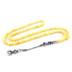 Damla Kehribar Tesbih 99 'Lu 925 Ayar Gümüş Kazaz Püskül M2