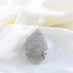 Yazılı Ay Taşı Doğaltası 925 Ayar Gümüş Kolye