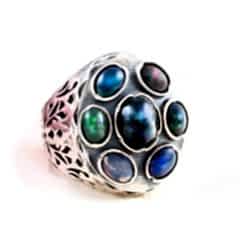 Opal Doğaltaşlı Gümüş Erkek Yüzük