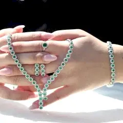 Yeşil Zirkon Gümüş Set