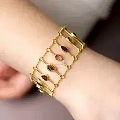 Ala Serisi Turmalin Doğaltaşlı Gümüş Bileklik