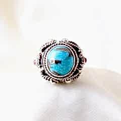 Firuze ve Turmalin Doğaltaşlı Hanedan Yüzük