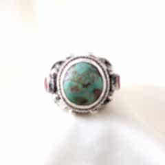 Firuze ve Yakut Doğaltaşlı Hanedan Yüzük