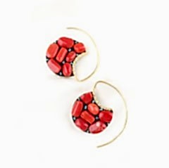 Çift Taraflı İnci ve Mercan Doğaltaşlı Küpe