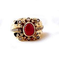 Mercan Doğaltaşlı Elmas Erkek Yüzük