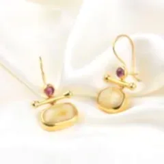 Özel Tasarım Kehribar ve Turmalin Doğaltaşlı Küpe