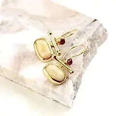 Özel Tasarım Kehribar ve Turmalin Doğaltaşlı Küpe