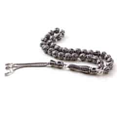Siyah Zirkon Taşlı Gümüş Tesbih