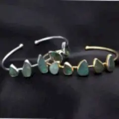 Carving Yapraklı Zümrüt Bileklik