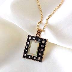 Elmas ve Mozanit Doğaltaşlı Özel Tasarım Kolye