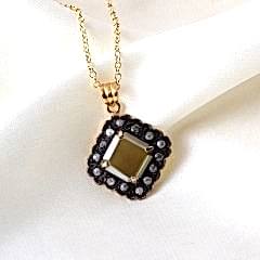 Elmas ve Mozanit Doğaltaşlı Özel Tasarım Kolye