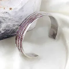 Kalın Örgü Model Gümüş Erkek Bileklik