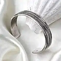 Kalın Örgü Model Gümüş Erkek Bileklik