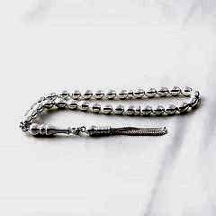 Oval Kesim Gümüş Tesbih Orta Boy