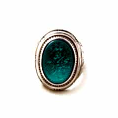 Yeşil Akik Doğaltaşlı Erkek Gümüş Yüzük