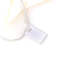 Dikdörtgen Plaka Erkek Gümüş Kolye Ucu