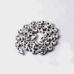 Oval Gümüş Zincir Erkek Kolye