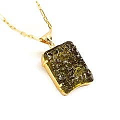 Moldavit Doğaltaşlı Gümüş Kolye