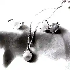 Ay Taşı Doğaltaşlı Minimal Gümüş Set