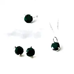 Zümrüt Doğaltaşlı Minimal Gümüş Set