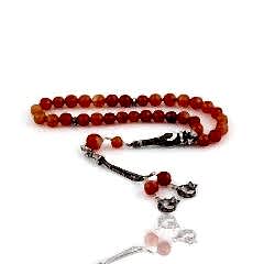 Ay Yıldız İmameli Akik Doğal Taşlı Tesbih