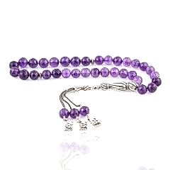 Ametist Doğal Taşlı Gümüş Püsküllü Tesbih