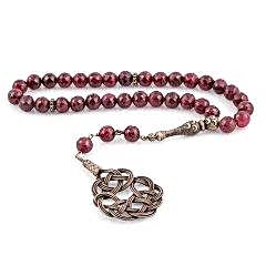 Yakut Doğal Taşlı Gümüş İmameli Tesbih