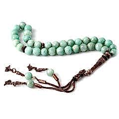 Amazonit Doğal Taşlı 925 Ayar Gümüş Tesbih