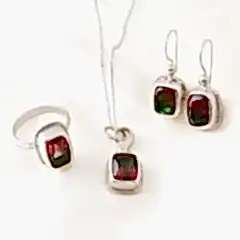 Dublet Turmalin Gümüş Set