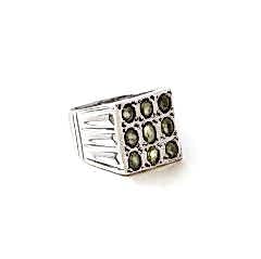 Peridot Doğaltaşlı Erkek Gümüş Yüzük