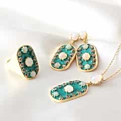 Elmas, Opal Doğaltaşlı Mineli Gümüş Set