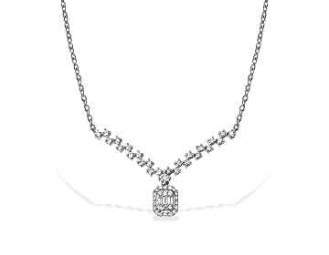 14 Ayar Beyaz Altın Baget Pırlantalı Kolye 14 Ayar Beyaz Altın Baget Pırlantalı Kolye