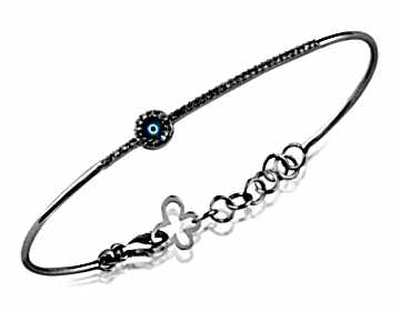 18 Ayar Nazar Boncuklu Pırlanta Kelepçe Bileklik 0,20 Ct