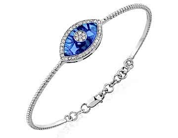 18 Ayar Nazar Boncuklu Pırlanta Kelepçe Bileklik 0,35 Ct