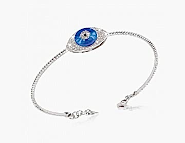 18 Ayar Nazar Boncuklu Pırlanta Kelepçe Bileklik 0,40 Ct